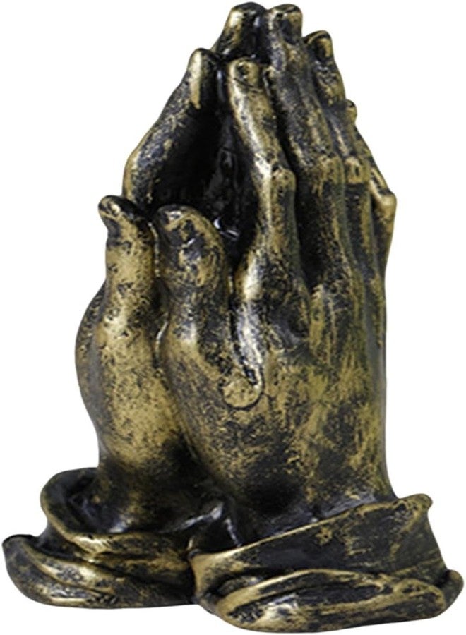 koTTIYA Praying Hands Figurine Hand Gesture Statue Resin Hands Desktop Ornament Modern Art Gesture Sculpture for Home Office Living Room Table Decoration - Golden - Image 1